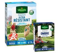 Gazon - Vilmorin - Gazon Ultra Résistant - Label Rouge - 1 kg + Gazon Ombre - 250 g