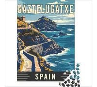 Gaztelugatxe in Spain Puzzles 1000 pièces | puzzle avec un design de phare pour les fans de bord de mer une jolie image à compléter le w nd à la maison38x26cm