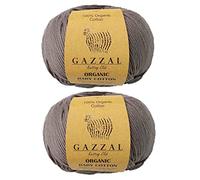 Gazzal Lot de 2 pelotes de fil de coton bio pour bébé 100 % coton bio 50 g 115 m 3 Light DK, Global Organic Textile Standard (GOTS) (435 gris)