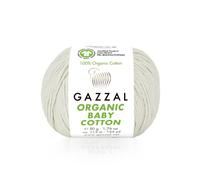 Gazzal Lot de 3 pelotes de fil en coton bio pour bébé, total de 150 g, 100 % coton bio, chacun de 50 g, 115 m, 3 Light DK, certifié Global Organic Textile Standard (crème - 436, lot de 3)