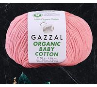 Gazzal Lot de 3 pelotes de fil en coton bio pour bébé - Total de 150 g - 100 % coton biologique - 50 g - 115 m - 3 couches - Certifié norme Global Organic Textile Standard (rose - 425)