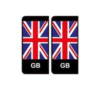 GB Angleterre drapeau fond noir sticker autocollant plaque immatriculation auto - Angles : arrondis