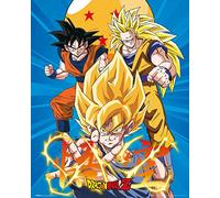 GB eye LTD, Dragon Ball Z, 3 Gokus, Mini Poster 40 x 40 cm, bois, Divers 65 x 3,5 x 3,5 cm