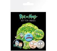 GB Eye Ltd - Lot de Badges en Aluminium Rick and Morty, Multicolore 14 x 0,3 x 10 cm