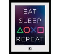 GB eye Playstation Eat Sleep Repeat Affiche encadrée 30 x 40 cm