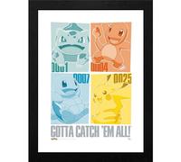 GB eye - POKEMONTirage encadré Pikachu & Kanto Starters