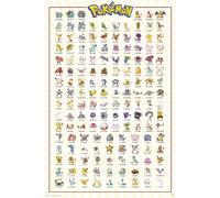 GB Eye - Poster POKÉMON Kanto 151 (English Version) - Produit Officiel - Format 91,5 x 61 cm - Papier Laminé Haute Qualité - Affiche Première Génération