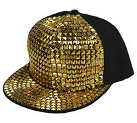 GB-H_H-M-2 Casquettes de baseball avec trou pour queue de cheval, pour discothèque/hip-hop/punk rock/fête, doré, M