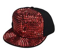 GB-H_H-M-2 Casquettes de baseball avec trou pour queue de cheval, pour discothèque/hip-hop/punk rock/fête, Rouge, M