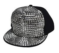 GB-H_H-M-2 Casquettes de baseball avec trou pour queue de cheval, pour discothèque/hip-hop/punk rock/fête, argenté, M