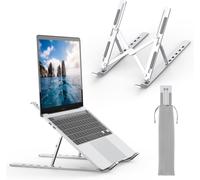 GB1054 Adjustable Laptop Stand, Foldable Aluminum PC Stand 6 Levels Height, Compatible with MacBook Air/Pro, Dell 10-17.3 Inch, Lightweight and Stable ¿ Silver
