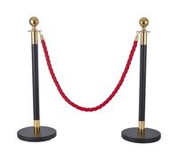 GB2 Kit de poteaux de barrière - Système de guidage des personnes avec rotule - Cordon de barrière avec mousqueton - Support élégant pour système de guidage pour événements, hôtels, réceptions, foires