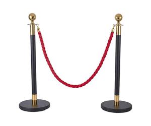 GB2 Kit de poteaux de barrière - Système de guidage des personnes avec rotule - Cordon de barrière avec mousqueton - Support élégant pour système de guidage pour événements, hôtels, réceptions, foires