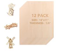 GBACHOOSE Lot de 12 plaques de contreplaqué 400 x 300 x 3 mm en bois de tilleul pour sculpture, projets laser, bricolage, modèle, peinture, art