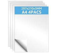 GBACHOOSE Lot de 4 plaques acryliques blanches de 3 mm, en verre acrylique, 30 x 21 cm, A4 transparent, en plastique pour découpe laser, cadre photo, exposition de projet, présentoir de table