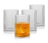 GBACHOOSE Lot de 4 verres nervurés de 250 ml, style origami vintage pour whisky, cocktail, café glacé, jus