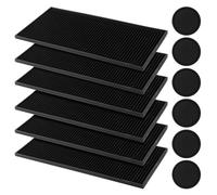 GBACHOOSE Lot de 6 tapis de bar 30 x 15 cm avec 6 dessous de verre, tapis d'égouttement en silicone, pour bar, club, café, restaurant, cuisine