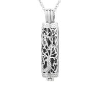 GBAFGLC Collier urne arbre de vie pour homme et femme - Bijou de crémation cylindrique - Pendentif pour cendres d'un être cher, taille unique, Acier inoxydable, Pas de gemme