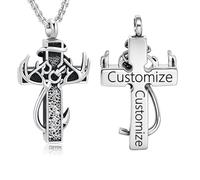GBAFGLC Collier urne en forme de croix pour cendres - Pour homme et femme - En forme de bois de cerf - Bijou funéraire - Pendentif en forme de poisson - Cadeau souvenir, Unisex, Acier inoxydable, Pas