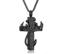 GBAFGLC Collier urne en forme de croix pour cendres - Pour homme et femme - En forme de bois de cerf - Bijou funéraire - Pendentif en forme de poisson - Cadeau souvenir, Unisex, Acier inoxydable, Pas