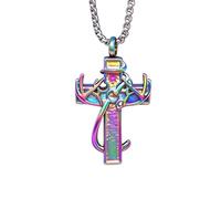 GBAFGLC Collier urne en forme de croix pour cendres pour homme et femme - Pendentif en forme de bois de cerf - Bijoux funéraires - Bijoux souvenirs (coloré)