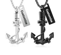 GBAFGLC Collier urne funéraire en forme d'ancre pour homme et femme avec crochet d'ancre et pendentif pour cendres souvenir d'un être cher, Acier inoxydable
