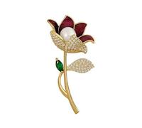 GBAHFY Daisy Jewelry Broche en forme de fleur rose avec perles et strass Or rose Cadeau d'anniversaire Alliage Acier Oxyde de zirconium