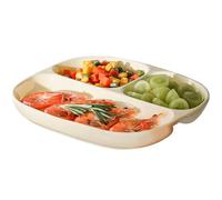 GBASDXU Assiettes à portions, Assiette À Dîner En Céramique Avec 3 Compartiments, Séparation Des Aliments for Un Repas Équilibré, Plateau Divisé 1 Pièce