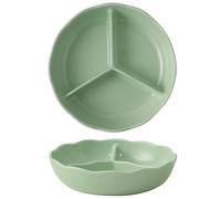 GBASDXU Assiettes à portions, Assiette Divisée En Porcelaine Avec Cloison À 3 Compartiments, Bol De Petit-déjeuner, Plateau De Dîner, 1 Paquet (vert)