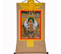 GBASDXU Bouddhisme tibétain Thangka, Tapisserie bouddhiste, thangka tibétain, bouddha, tenture murale Thangka, cinq formes de Manjusri (bouddha de la sagesse, gloire douce), peinture, brocart,