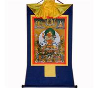 GBASDXU Bouddhisme tibétain Thangka, Tapisserie bouddhiste, thangka tibétain, bouddha, tenture murale Thangka, cinq formes de Manjusri (bouddha de la sagesse, gloire douce), peinture, brocart,
