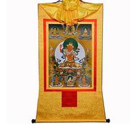 GBASDXU Bouddhisme tibétain Thangka, Tapisserie bouddhiste, thangka tibétain, bouddha, tenture murale Thangka, cinq formes de Manjusri (bouddha de la sagesse, gloire douce), peinture, brocart,