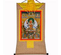 GBASDXU Bouddhisme tibétain Thangka, Tapisserie bouddhiste, thangka tibétain, bouddha, tenture murale Thangka, cinq formes de Manjusri (bouddha de la sagesse, gloire douce), peinture, brocart,