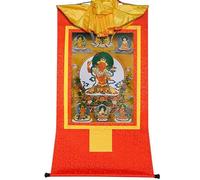 GBASDXU Bouddhisme tibétain Thangka, Tapisserie bouddhiste, thangka tibétain, bouddha, tenture murale Thangka, cinq formes de Manjusri (bouddha de la sagesse, gloire douce), peinture, brocart,
