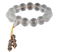GBASDXU Bracelet Feng Shui Richesse, Amulette de bonne chance en cristal de perle de mantra à six caractères en quartz clair, agate noire