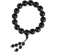 GBASDXU Bracelet Feng Shui Richesse, Amulette de bonne chance en cristal de perle de mantra à six caractères en quartz clair, agate noire (agate noire, 8 mm)