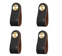 GBASDXU Poignées en cuir, Poignée en cuir de couleur for porte d'armoire, paquet de 4, Anti-Collision, joli tiroir de garde-robe