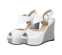 GBBRZKTB Talons Hauts Sandales Plateforme Femmes Talon Compensé Bride Cheville Escarpins Bout Ouvert Chaussures Soirée 11cm,White-45