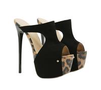 GBBRZKTB Talons Hauts Sandales Plateforme Talons Aiguilles Femmes Chaussures Bout Ouvert Enfiler pour Soirée Mariage 16cm,Black-37