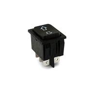 GBC 24.5550.00 - Interrupteur va-et-vient bipolaire à bascule pour voiture, ON/OFF/ON, de type DPDT, à 6 cosses, avec portée de 35 A - 12 V CC, résistance de contact de 50 mΩ max, rigidité diélectrique de 1 minute 1500 V CA, température de fonctionnement entre -25 °C ~ + 85 °C, à cosses Faston de 6,3 mm, sérigraphie « < > », noir
