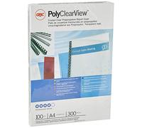 GBC | Lot de 100 Plats de couverture PolyClearView A4 | Transparent mat givré 300 microns | Recyclable | Finition premium | Réf. IB386848