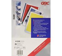 GBC | Lot de 25 Plats de Couverture HiClear A4 | PVC Transparent 180 Microns | Finition Haut de Gamme | Protection Professionnelle | Présentations Soignées | CN011880