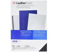 GBC | Lot de 50 Plats de Couverture LeatherGrain A4 à fenêtre | Grain Cuir Noir 250 g/m² | Finition Haut de Gamme | Protection Professionnelle | Présentations Soignées | 46705E