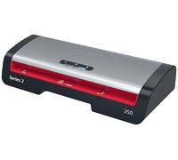 GBC-Plastifieuse 250 Office A4 - Préchauffage rapide en 1 minute, 75-125 microns, LED de guidage, anti-bourrage, arrêt automatique, 5 pochettes de plastification A4 incluses, noir/rouge, 4410070EU