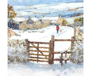 GBCC Lot de 10 cartes de Noël caritatives - Design artistique de campagne enneigée - Pack de cartes de Noël - Vendu au profit des œuvres caritatives du Royaume-Uni
