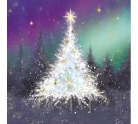 GBCC Lot de 10 cartes de Noël de charité - Arbre festif dans la neige - Finition en or brillant - Pack de cartes de vœux premium avec enveloppes - Soutien à Marie Curie