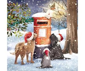 GBCC Lot de cartes de Noël caritatives de 10 - Chiens festifs & boîte aux lettres dans la neige - Pack de cartes de vœux premium avec enveloppes - Soutien aux œuvres caritatives du Royaume-Uni