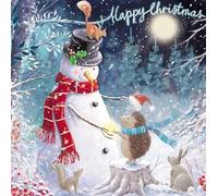 GBCC Lot de cartes de Noël caritatives Pack de 10 - Bonhomme de neige festif & Animaux des bois dans la neige - Pack de cartes de vœux premium avec enveloppes - Soutien aux œuvres caritatives du