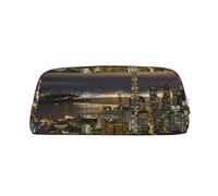 GBCDEDSL Belle trousse à crayons en cuir avec fermeture éclair tridimensionnelle en PVC motif croix vue nocturne entièrement imprimé, doré, Taille unique, Sac à vêtements de voyage