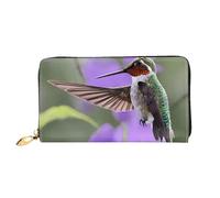 GBCDEDSL Bird in Purple Lavender Floral Flowers Double Face Entièrement Imprimé Microfibre Cuir Femme Cuir Long Portefeuille Portefeuille en Cuir, Noir , Taille unique